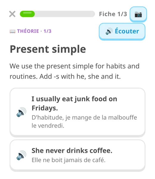 Fiche de théorie avec des exemples à écouter